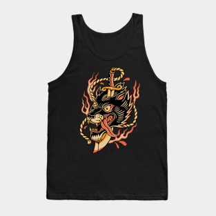 Wolf Vintage Tattoo Traditional Tank Top